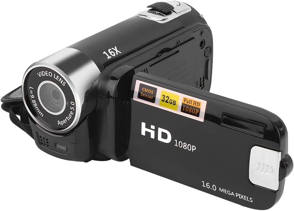Focket 16X Digital Zoom Video Camera Camcorder, 2.7in LCD Screen 16MP Digital Camera Recorder 32GB Vlogging Camera, Video Recording Handycam Camcorder for Teens Beginners