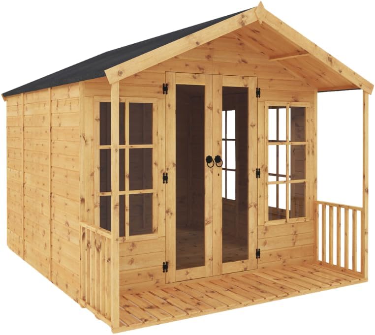 WALTONS | 10 x 8 Wessex Wooden Summerhouse | Apex Roof | Shiplap Tongue and Groove | Garden Room Sun House | 10 Year Anti Rot Guarantee | 10 x 8 10ft 8ft
