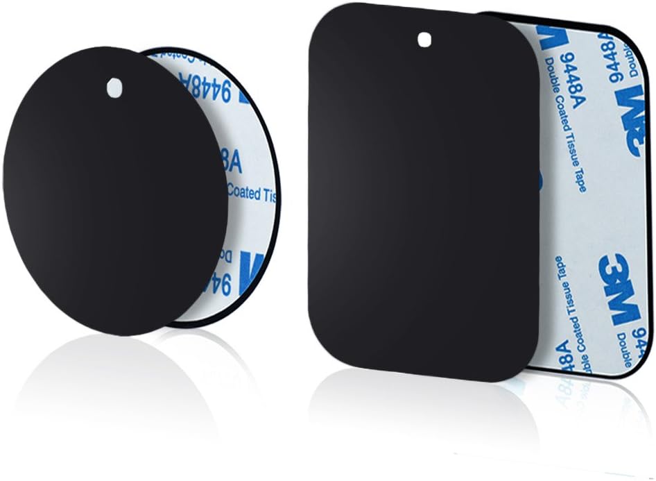 YIANERM 3M Adhesive 4 Packs Thin Metal Plate For Magnetic Car Phone Holder (2 Round and 2 Rectangle)