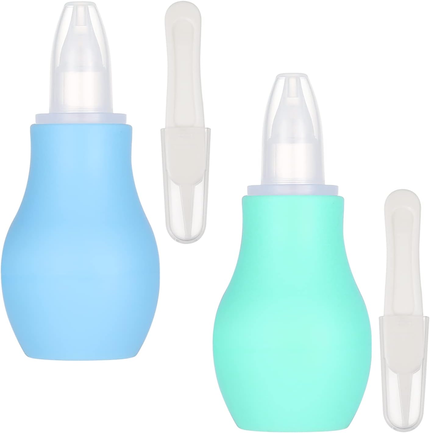 AKlamater 2 Pcs Baby Nasal Aspirator, Baby Nose Sucker Nose Cleaner Babys Nasal Cleaner Mucus Removal for Newborns(Green+Blue)