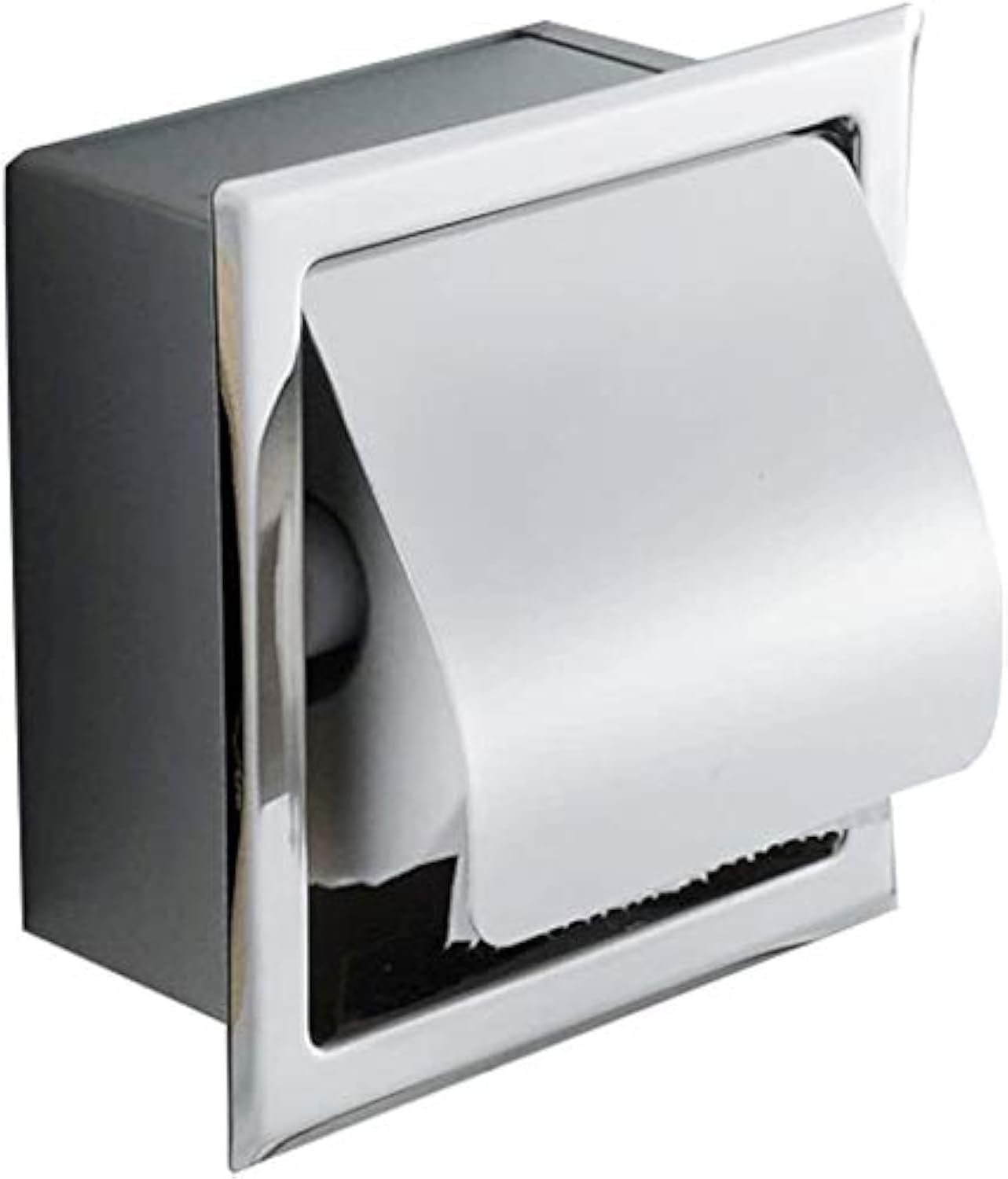 Risingmed Toilet Paper Holder, Stainless Steel Waterproof Recessed Wall Mount Chrome Finish with Cover Roll Paper Holder Tissue Dispenser,Rustproof Bathroom Toilet Paper Roll / Tissue Holder