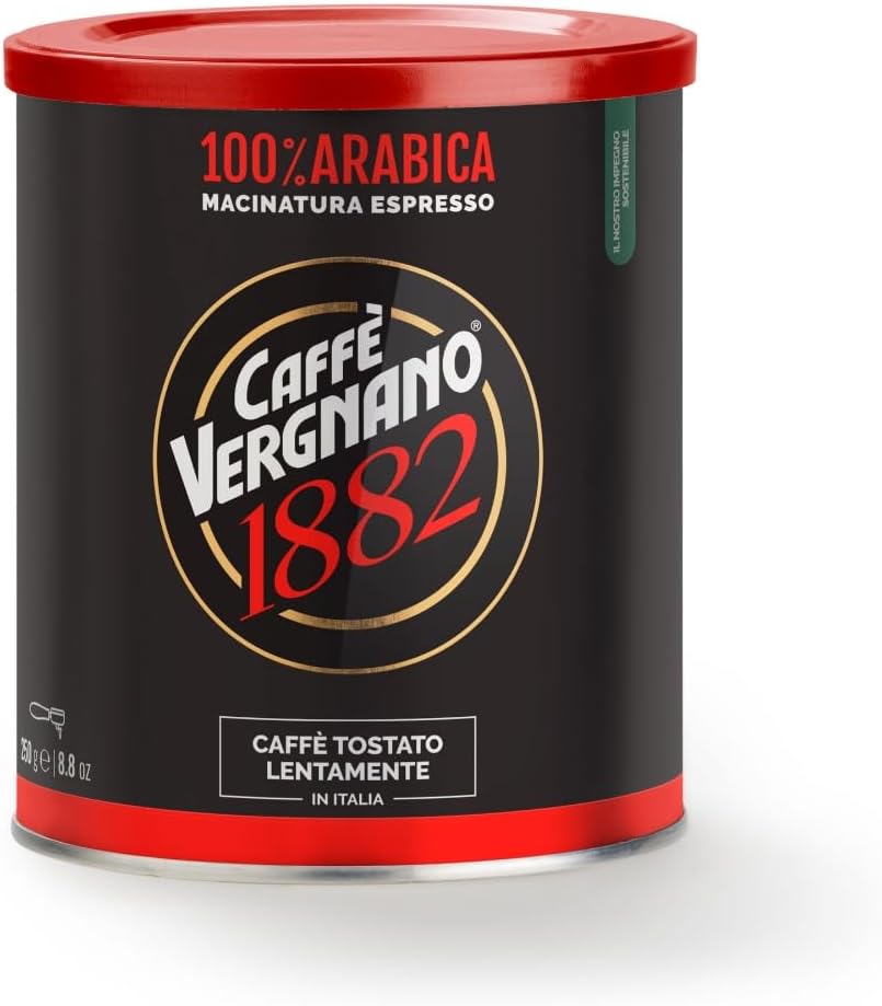 Caffè Vergnano 1882 - Ground Coffee for Espresso Machine 100% Arabica, Tin