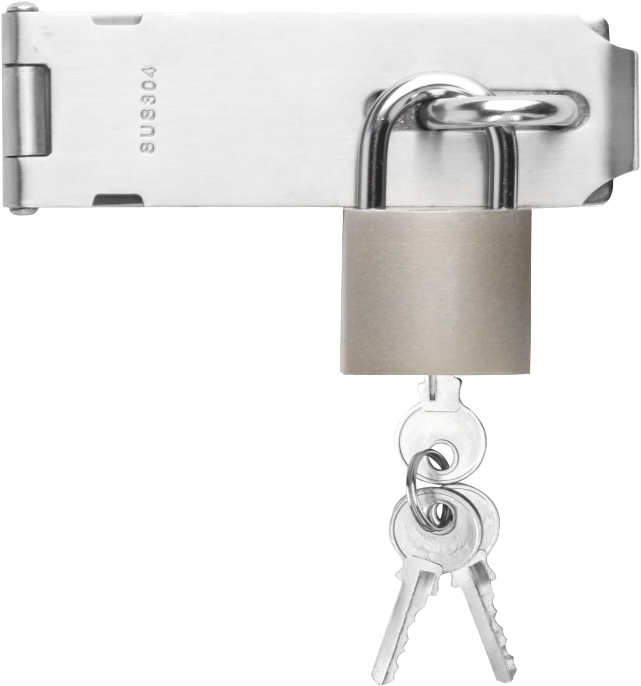 1 Set Stainless Steel Padlock Lock, Door Lock Lock, Padlock Latch Heavy Duty Buckle Latch with Lock Key for Cabinet Closet Door Latch Buckle, 5 Inch