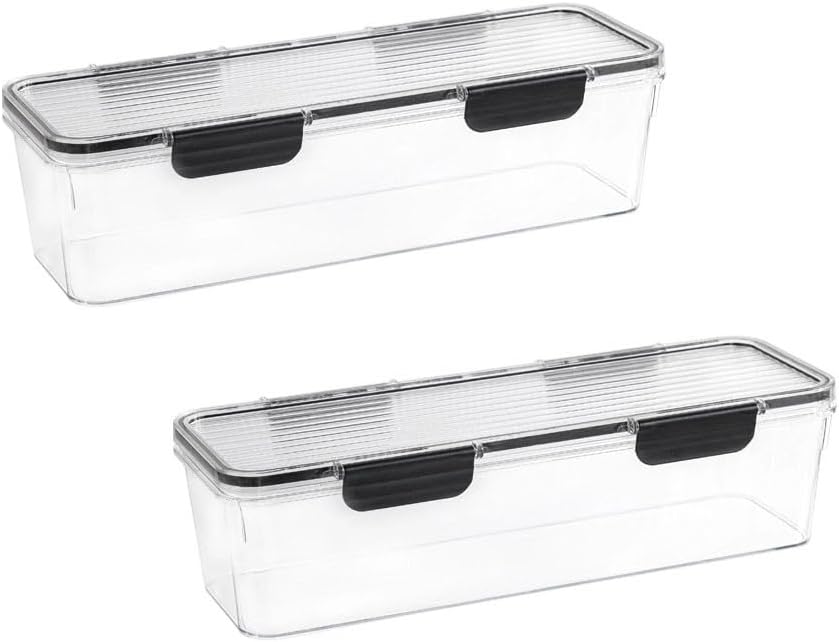 2 Pack Stackable Small Food Containers for Noodles Pasta Rice Dried Herbs Garlic and Pantry Staples with Space Saving Stack Design