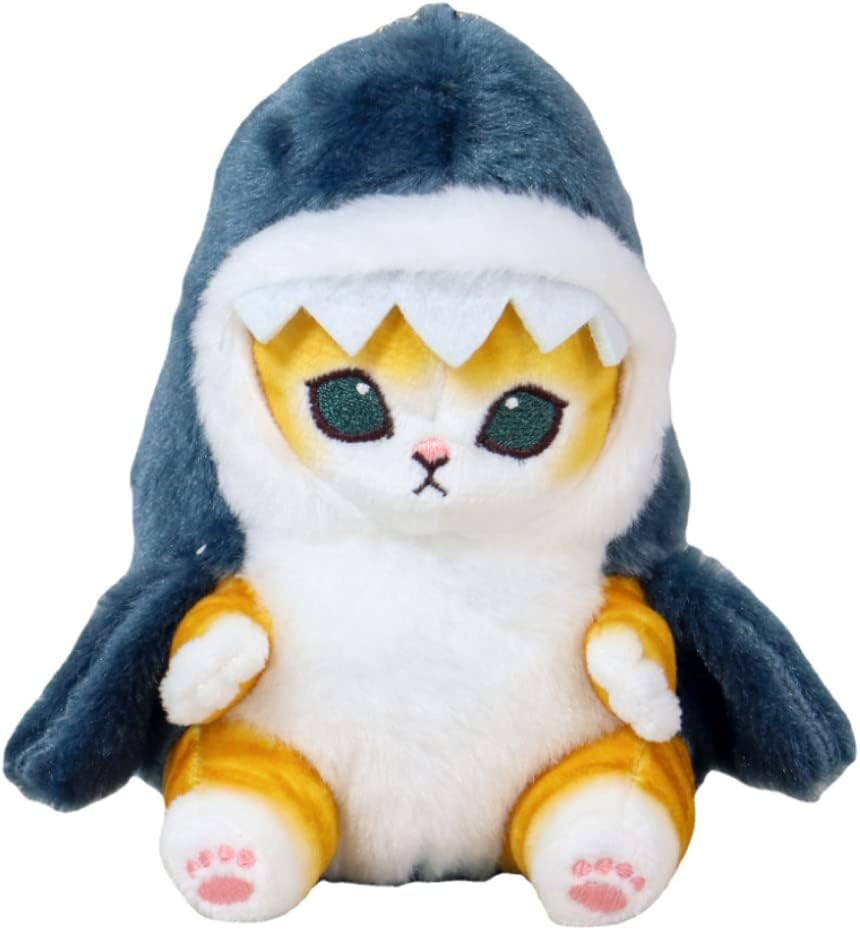 Cute Shark Cat Fried Shrimp Cat Plush Doll Pendant Doll Beautiful Room Car Bag Decoration Pendant Opening 13cm (A)