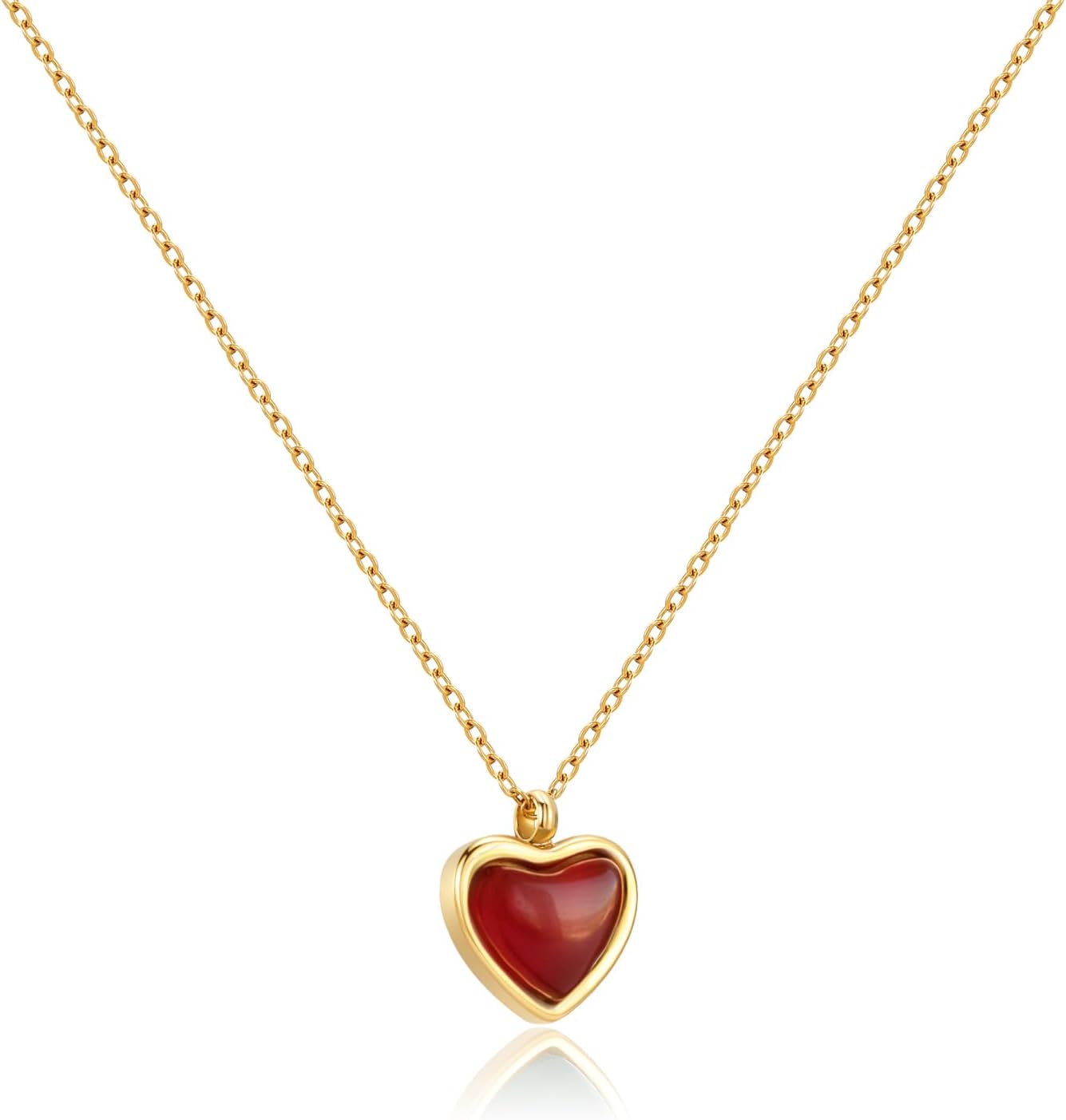Joxevyia Carnelian Crystal Heart Necklace Raw Stone Healing Crystals Dainty Heart Gemstone Gold Pendant Necklace Anniversary Birthday Valentines Gift for Her