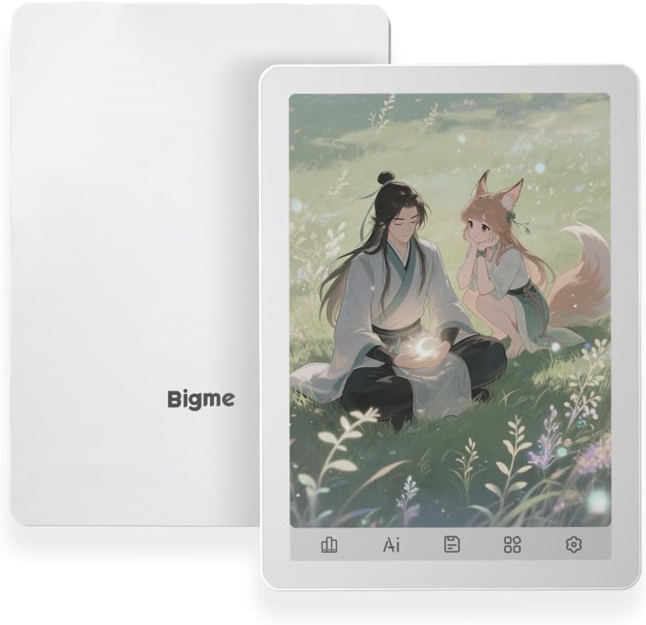 Bigme B6 Color Ebook Reader, 6 Inch e-Paper Tablet, 4GB+64GB Storage, Android 14,White (White)