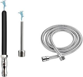 Shower Enema System, Douche Colonic Cleanse Kit, Bathroom Handheld 59.05inch Stainless Steel Shower Hose Enema Douche Bidet Cleaning System Kit for Most Shower Systems