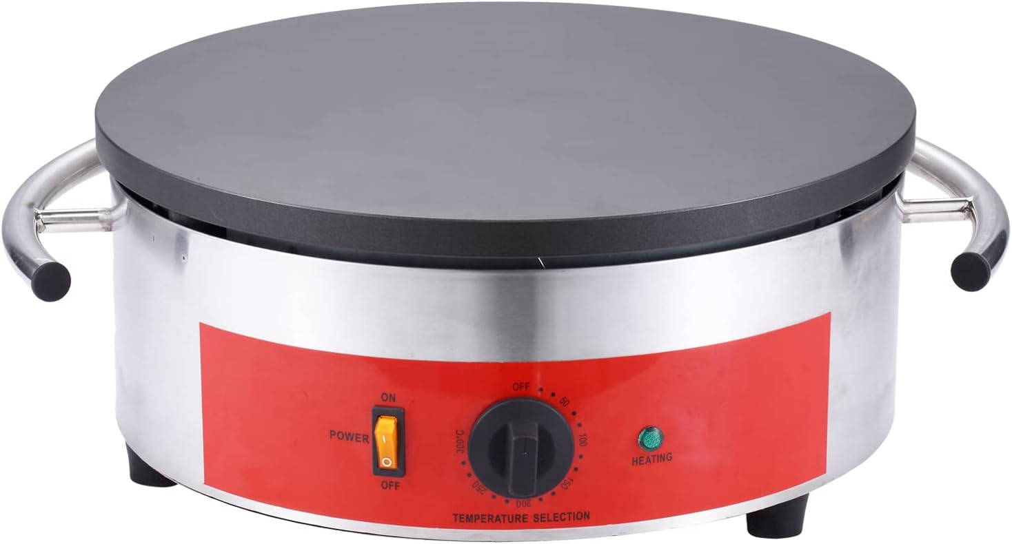 Single Pan Crepe Maker Commerical 16 Inch Crepe Griddle Large Pancake Machine W/Wooden Spreader And Spatula