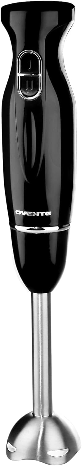 OVENTE Immersion Hand Blender, 300W Electric Handheld Portable Stick Mixer with 2 Mixing Speed and Stainless Steel Blades for Effortless Blending Smoothies, Shakes, Puree or Baby Food, Black HS560B