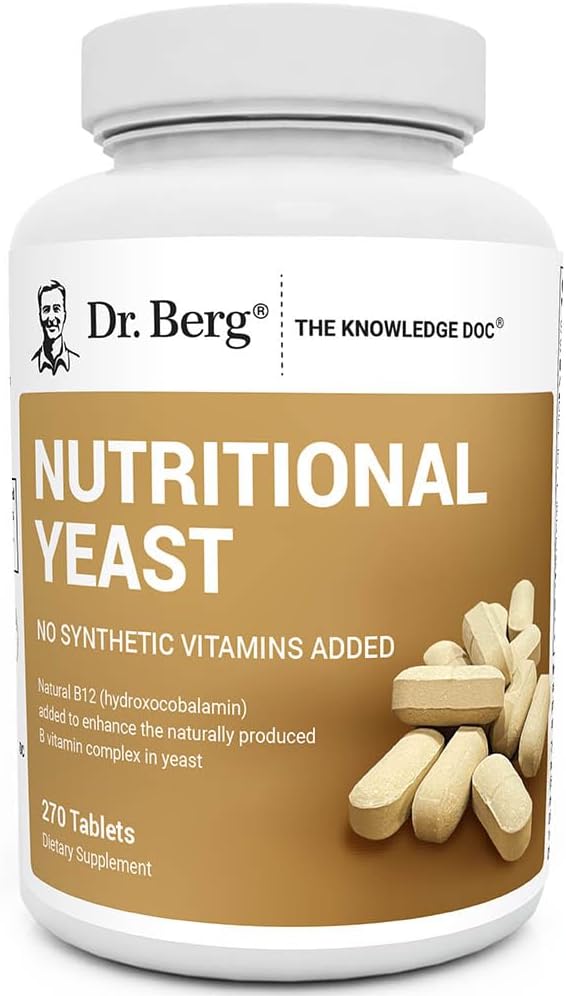 Dr. Berg Nutritionals Yeast Tablets – Natural B12 Added - All 8 B Vitamin Complex – Organic Vanilla Flavor - 270 Vegan Tablets Dietary Supplements