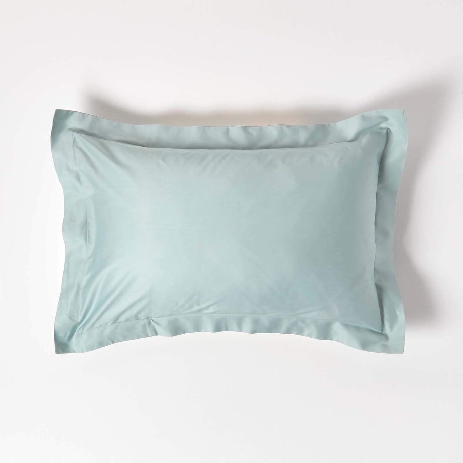 HOMESCAPES Duck Egg Blue Organic Cotton Oxford Pillowcase Standard Size 400TC 600 Thread Count Equivalent Housewife Pillow Case Pack of 2