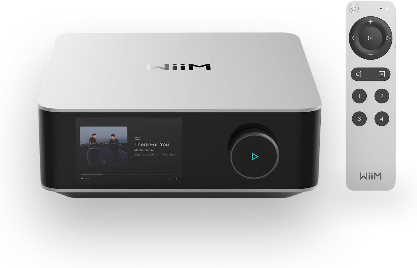 WiiM Amp Ultra Stereo Streaming Amplifier, HDMI ARC & RoomFit, Silver