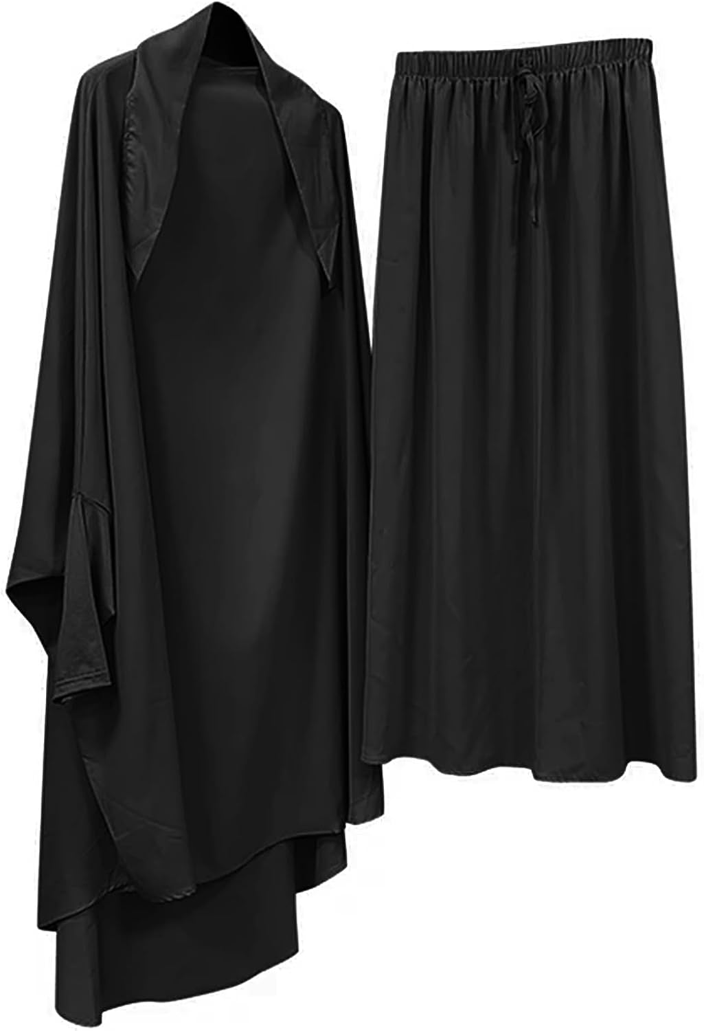 JIAHG Muslim Women Long Sleeve Prayer Dress Full Length Ramadan Suit with Hijab Scarf Khimar Prayer Skirt Shawl
