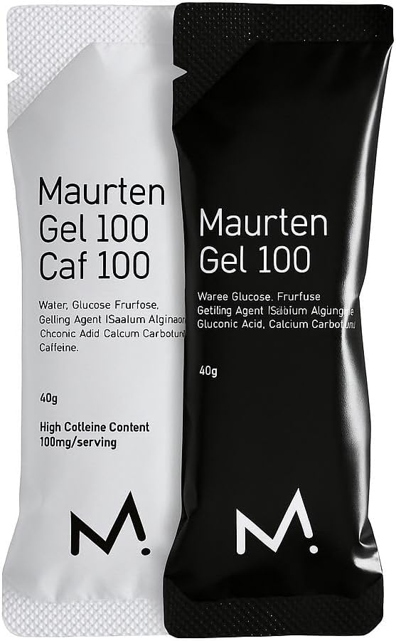 Maurten Gel 100 Mix Box - 6-Pack of 40g - 25g Carbohydrates per Serving - 4 x Gel100 and 2x Gel100 CAF100 (100mg caffein) - Stomach-Friendly Patented hydrogel Technology - Free of preservatives