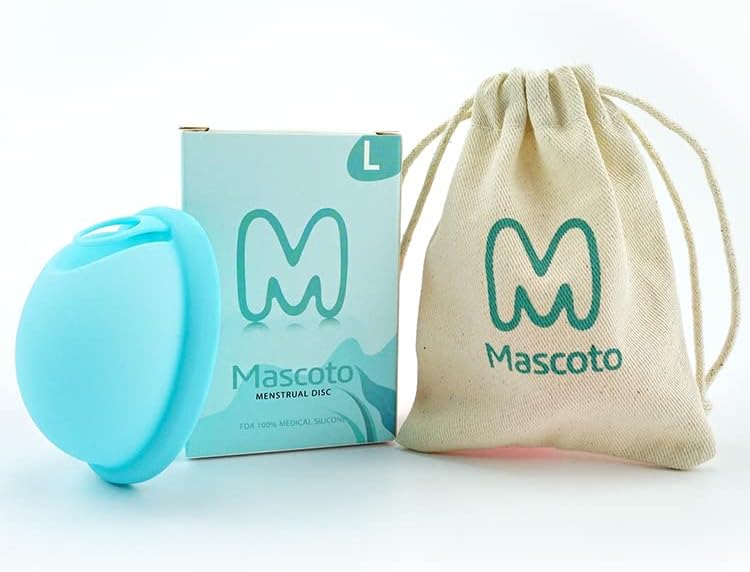 Mascoto® New Generation Menstrual Discs with Loop, Flat-fit Cup, Reusable Medical-Grade Silicone, Ultra Comfortable Tampon & Pad Alternative, Mess-Free Period Sex (Large)