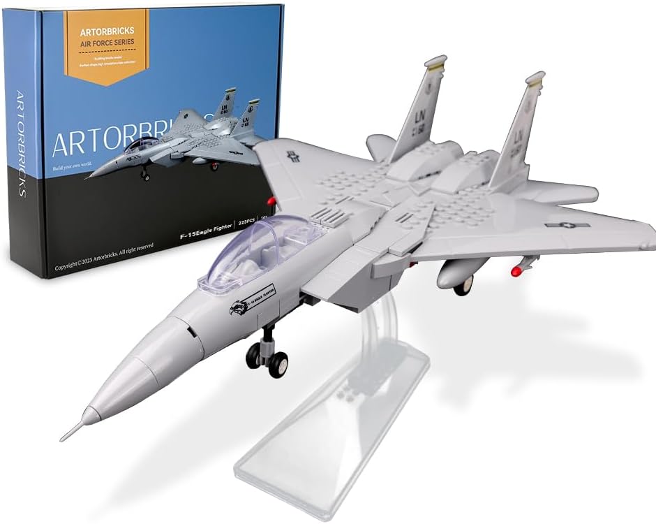 ArtorBricks Air Force Series F-15 Eagle Fighter Airplane Military Building Set Adult Gift.Including Model Display Rack (223 Pieces)