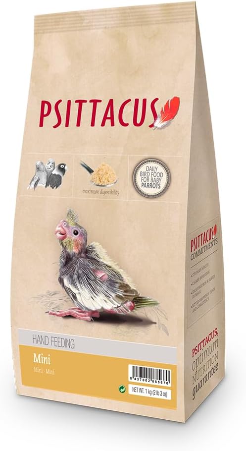 Psittacus Mini Hand-Feeding Formula 2.2 lb | Diet for Baby Cockatiels, Conures and Galah Cockatoo | Premium Food for Birds, 100% no-GMO