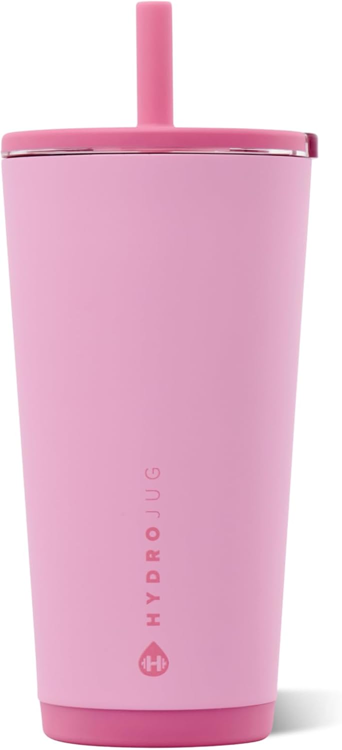 HydroJug Everyday Tumbler 20 oz, Ceramic-Lined Straw Cup, Petal