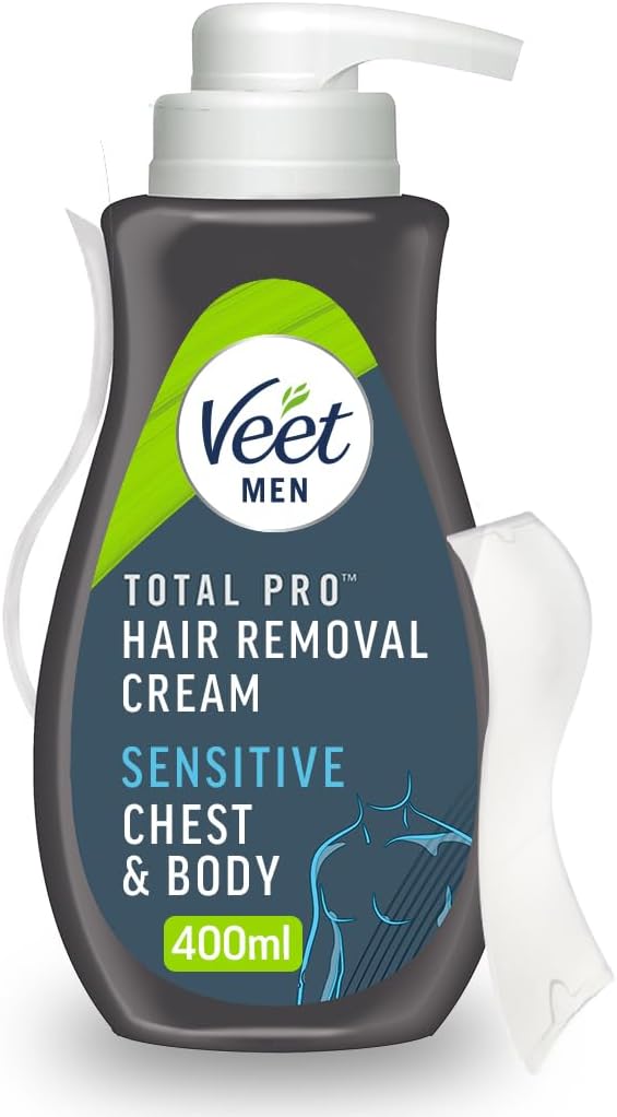 Veet Men Hair Removal Cream 400ml - Hydrating Chest & Body Remover For Smooth, Cut-Free Results, Moisturizing Formula For Delicate Skin