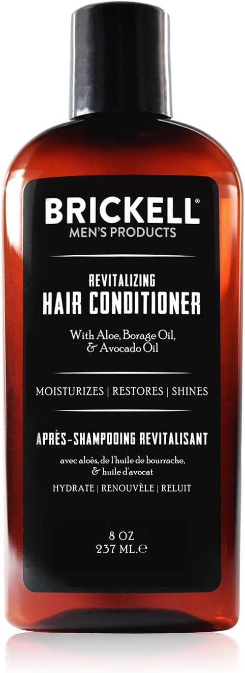 Brickell Men's Revitalizing Hair Conditioner for Men, Natural and Organic Nourishing Hair Conditioner, Restores Shine and Moisture, 237 mL, Scented
