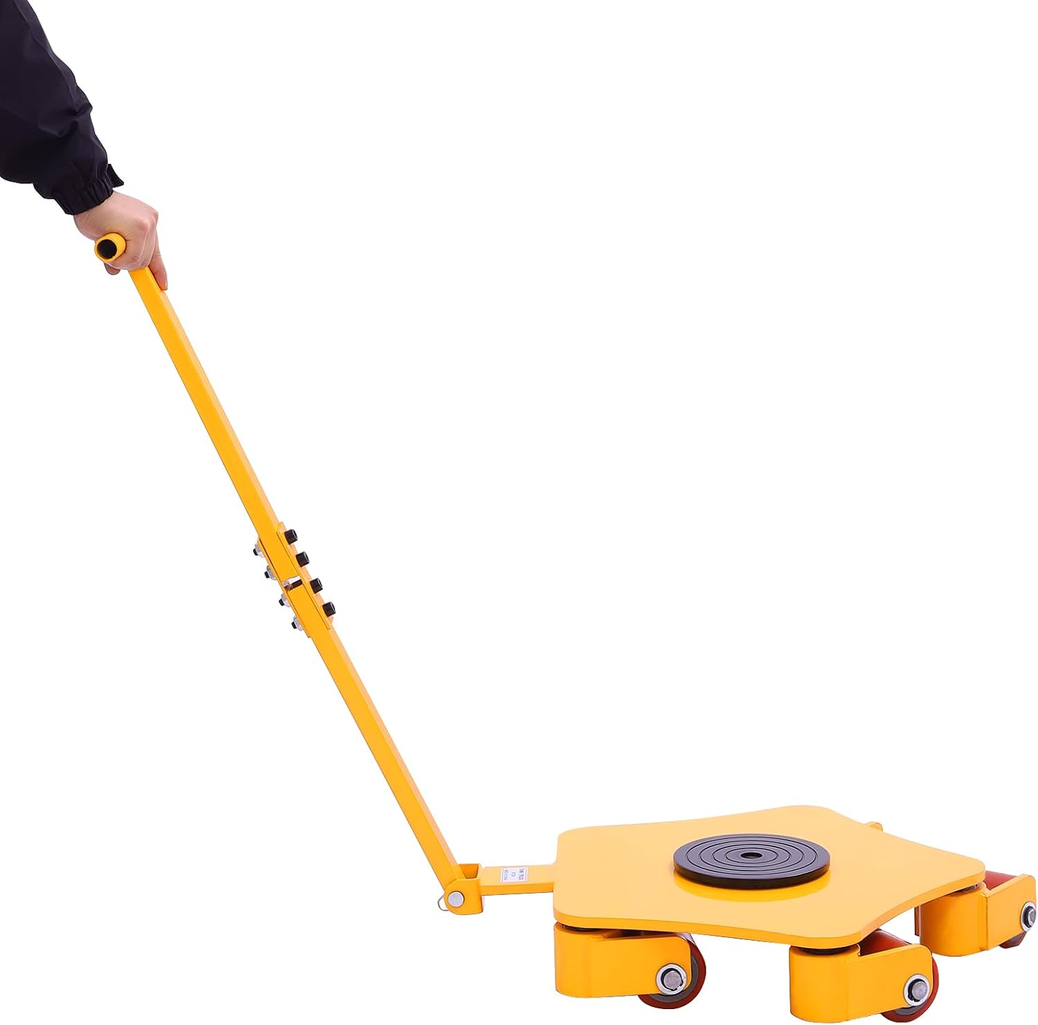 Machinery Skate Dolly, 8818lbs Capacity Heavy Duty Machinery Mover with Five 360° Swivel Rollers & Handle, Industrial Moving Equipment with Black Turntable for Warehouse and Workshop Transporting