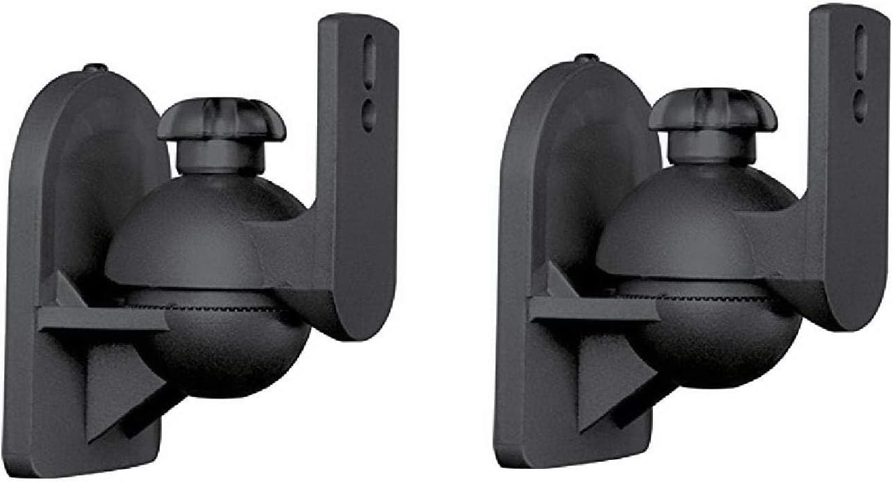 Adjustable Wall Mount Holder, Bookshelf Speaker Mounts, Surround Sound Speaker Mounts - Capacity Up to 3.5 kg, Black - 1 Pair