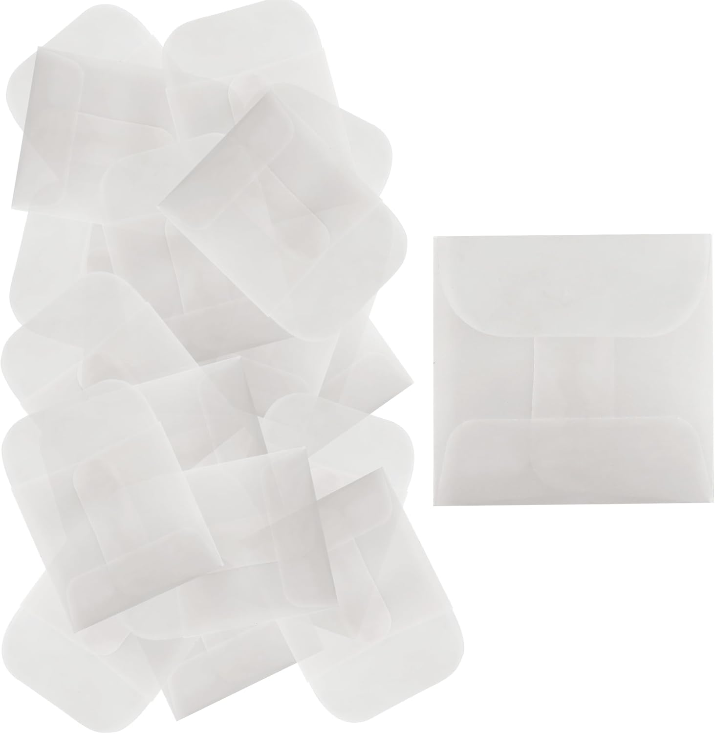50PCS 2x2 Inch Glassine Flat Paper Bags, Small Glassine Envelopes, Semi-Transparent Waxed Paper Bags for Storing Photos Stamps Ring Jewellery Coin