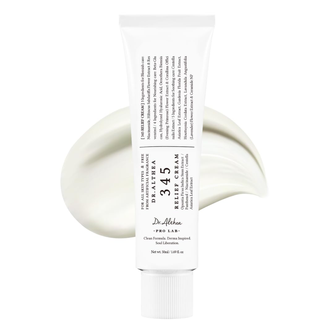 Dr.Althea 345 Relief Cream | Daily Face Moisturizer | Blemish Relief Care | Soothing Recovery & Moisture with Niacinamide, Panthenol | Korean Vegan Skin Care for All Skin Types | 1.7 Fl Oz (Pack of 1)