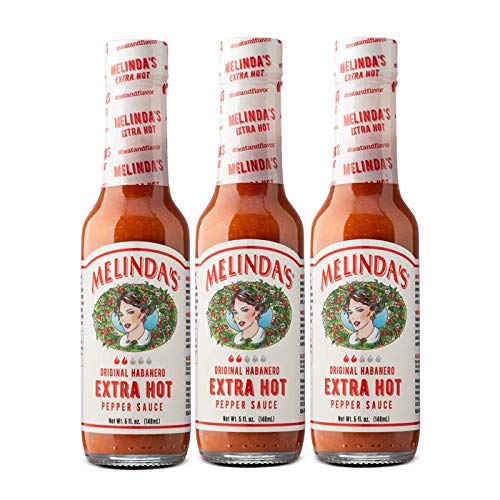 Melinda’s Original Habanero Extra Hot Sauce - Made with Habanero Peppers, Carrots, Onion, Vinegar & Garlic - Keto, Vegan, Gluten Free Hot Sauce - 5oz, 3 Pack