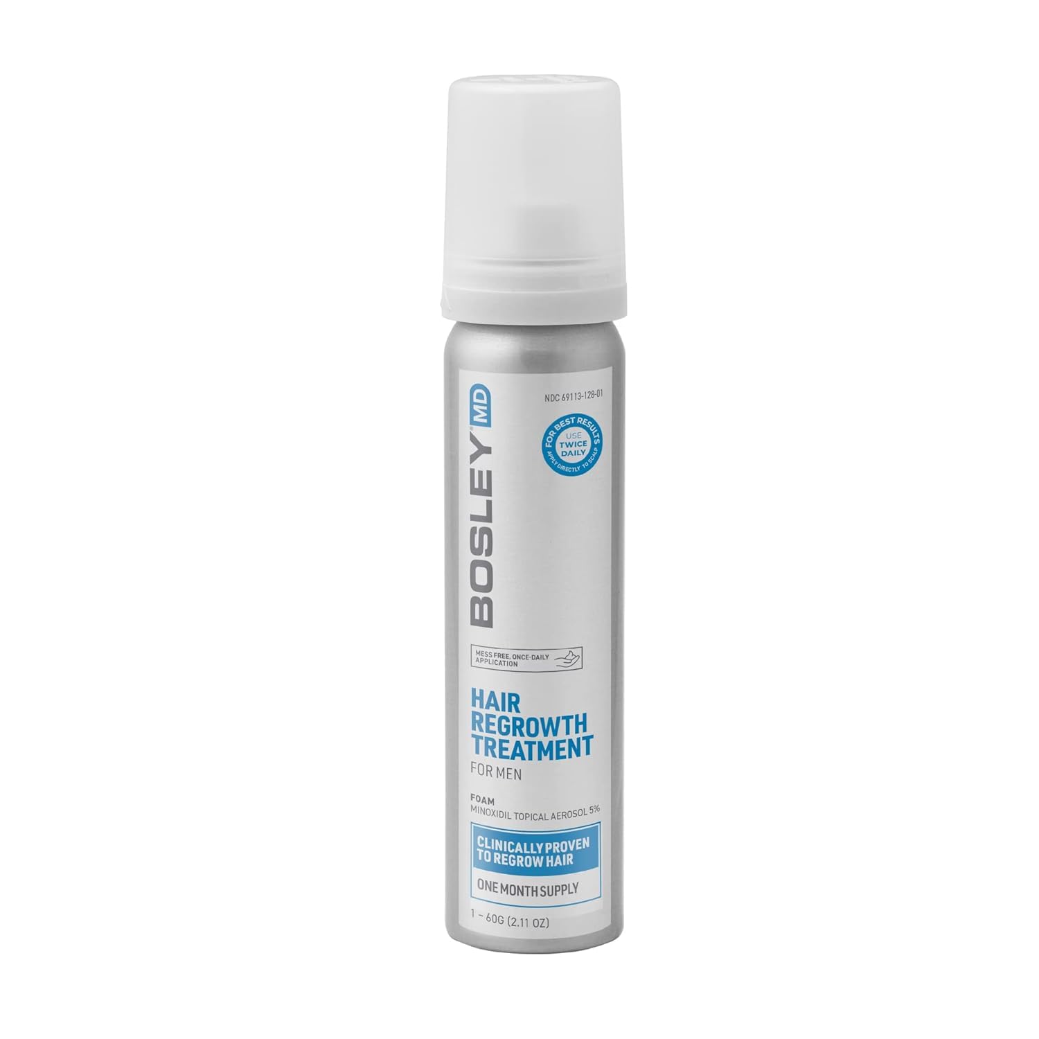 BosleyMD Minoxidil Foam, Extra Strength Thinning Treatment for Hair Loss and Hair Regrowth for Men, Women 5% Topical Solution, Foam/Mousse, 1-month supply, 2 oz.