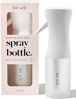Kitsch Spray Bottle for Hair - Continuous Water Mister with Ultra Fine Mist for Hairstyling, Barbers, Salons, Plants, Versatile Spray Bottles for Cleaning - Made from Recycled Plastic - White, 5 oz