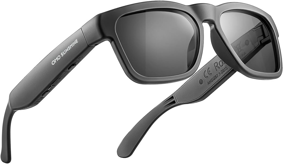 OhO Smart Glasses,Polarized Sunglasses with Bluetooth Speaker,Athletic/Outdoor UV Protection and Voice Control,Unisex(Grey Lens)
