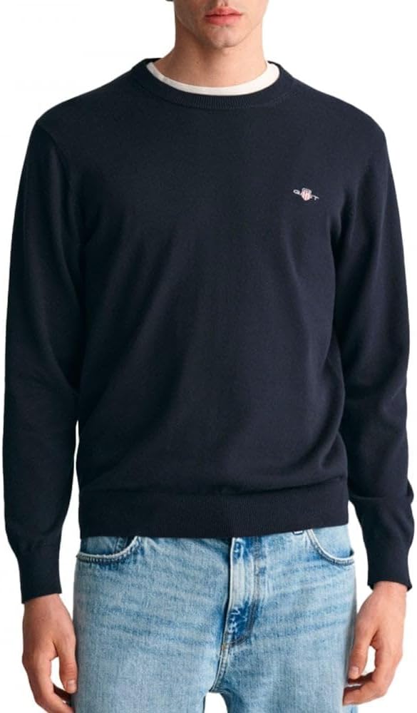 GANT Mens Cotton C Neck Bordeaux Mela Jumper
