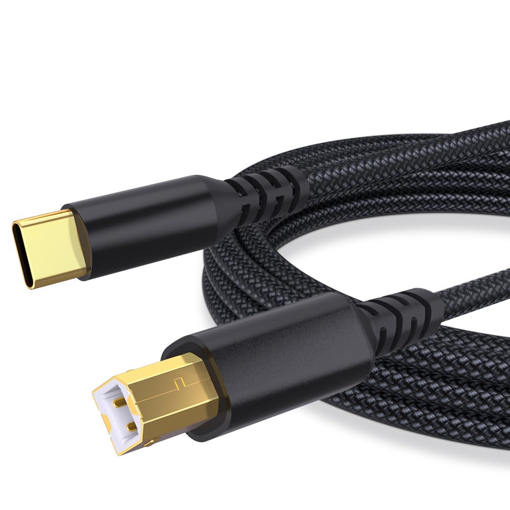 USB B to USB C Cable for Yamaha Casio Digital Piano, Musical Instrument Adapter for FlexMIDI Vortex, 2M Type C to Type B OTG Printer Cord for MacBook Pro, Audio Interface MIDI Keyboard, DJ Controller