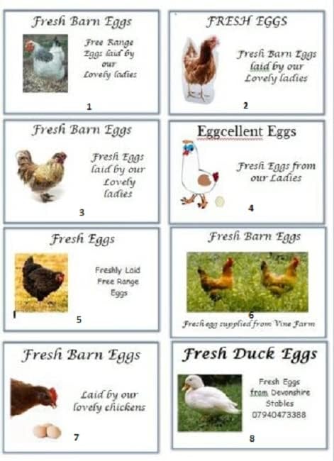 Anglia Farm Supplies Sheet of 8 x Egg Box labels Personalised Chicken Duck Hen Fresh Barn Boxes (10 sheets)