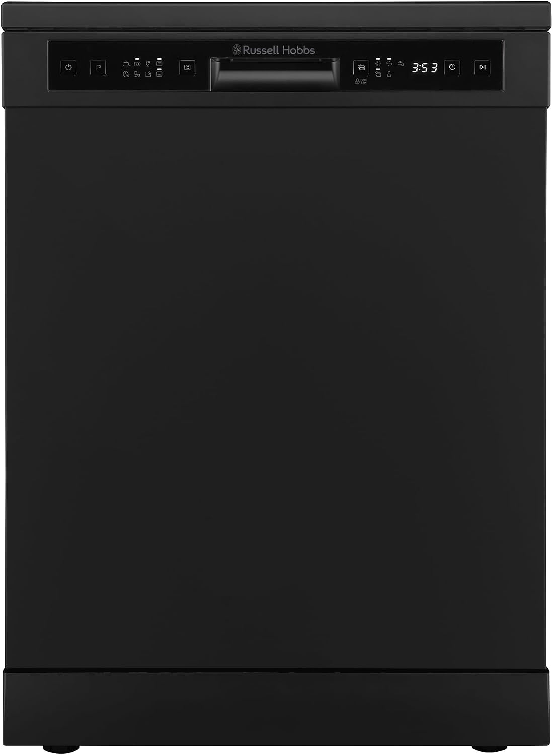 Russell Hobbs Freestanding Dishwasher, Class D, 14 Place Settings, 6 Wash Programs, 24-Hour Delay Start, Auto Door Open, 1 x Height Adjustable Basket and Mini Cutlery Tray in Black, RH60DW00D2B