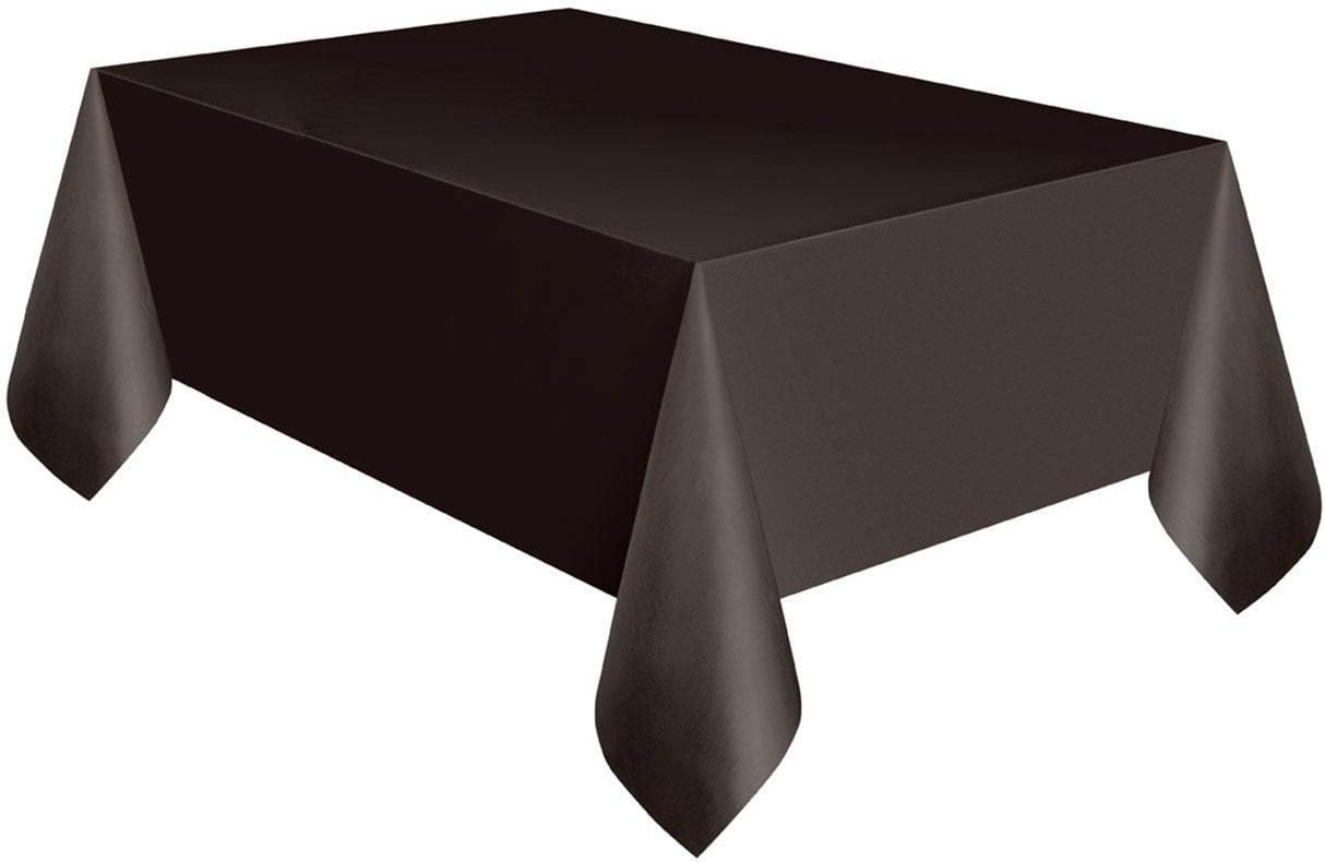 Solid Black Rectangular Plastic Table Cover (137cm x 274cm) 1 Count - Elegant & Durable Tablecloth for Parties, Events, and Home Use