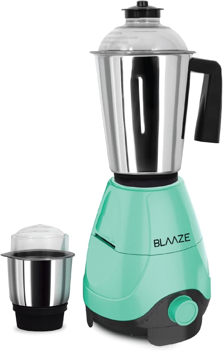 BLAAZE 220V 600 Watts Mixer Grinder with 2 Jars – Perfect for Dry & Wet Fine Grinding – Dosa batters, Indian Curry Spices Coconut Chutney Grinding Mixing (Tiffany Blue)