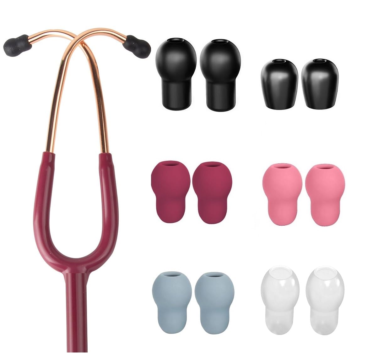 12pcs Soft Stethoscope Ear Tip Piece Replacement for Littmann Stethoscope, 3 Assorted Sizes Littmann Stethoscope Earpiece Small Medium Large,6 Pairs Colored Stethoscope Accessories Ear Plug Buds Cover
