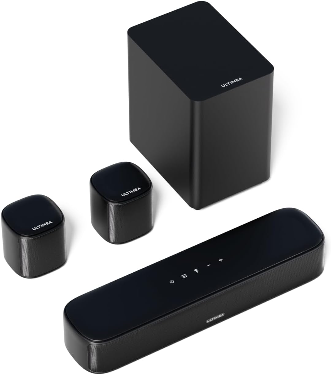 ULTIMEA 5.1ch Sound Bar with Subwoofer, Home Theater Virtual Surround Sound System for TV, Soundbar with App Control, 2 Surround Speakers, Opt/AUX, Peak Power 250W, Aura A30