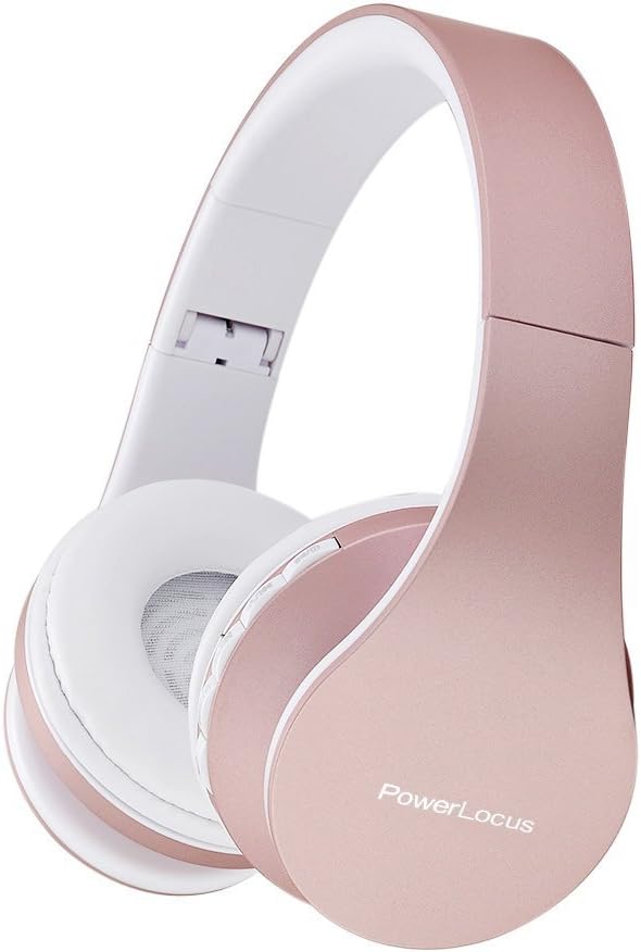 PowerLocus Bluetooth Headphones Over Ear, Foldable Wireless Headphones, Hi-Fi Stereo Headphone with Deep Bass, Micro SD/TF, FM Radio & Wired mode, Built-in Microphones, Soft Earmuffs for Phone/PC