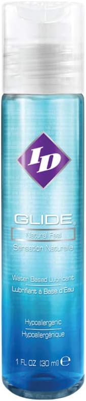 ID Glide 1 fl oz Water Based Personal Lubricant Hypoallergenic Lube for Men Women and Couples, Liquid Glide Natural Feel for Pleasure, Made in USA by ID Lubricants