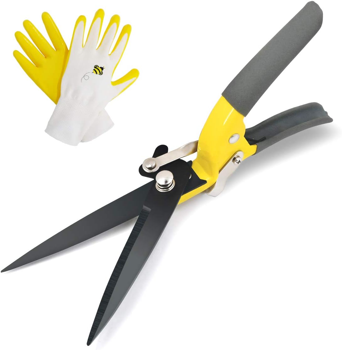Jardineer Grass Cutter Manual with Sharp Blade, Hand Grass Shears, Smooth Cut Grass Shears with Non-Slip Grip, Garden Shears for Grass