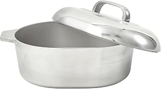 IMUSA USA Heavy Duty Cajun Oval Cast Aluminum Roaster 18", Silver