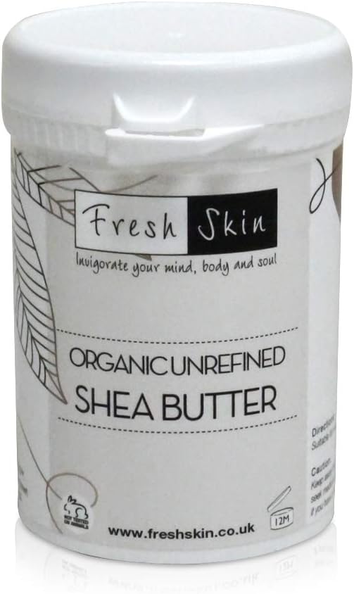 Freshskin Shea Butter 100g - Certified Organic & 100% Pure | Unrefined, cold pressed, raw & natural body butter. Deeply moisturising for dry skin, hair, DIY lip balms & lotions.