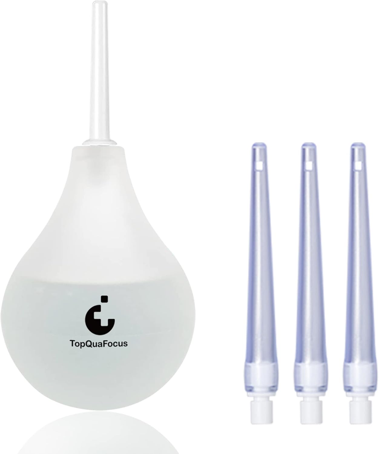 TopQuaFocus 8oz Enema Bulb Kit Anal Cleaner Enema for Men & Women with 4 Nozzles Anal Douche Colon Cleaning (Transparent)