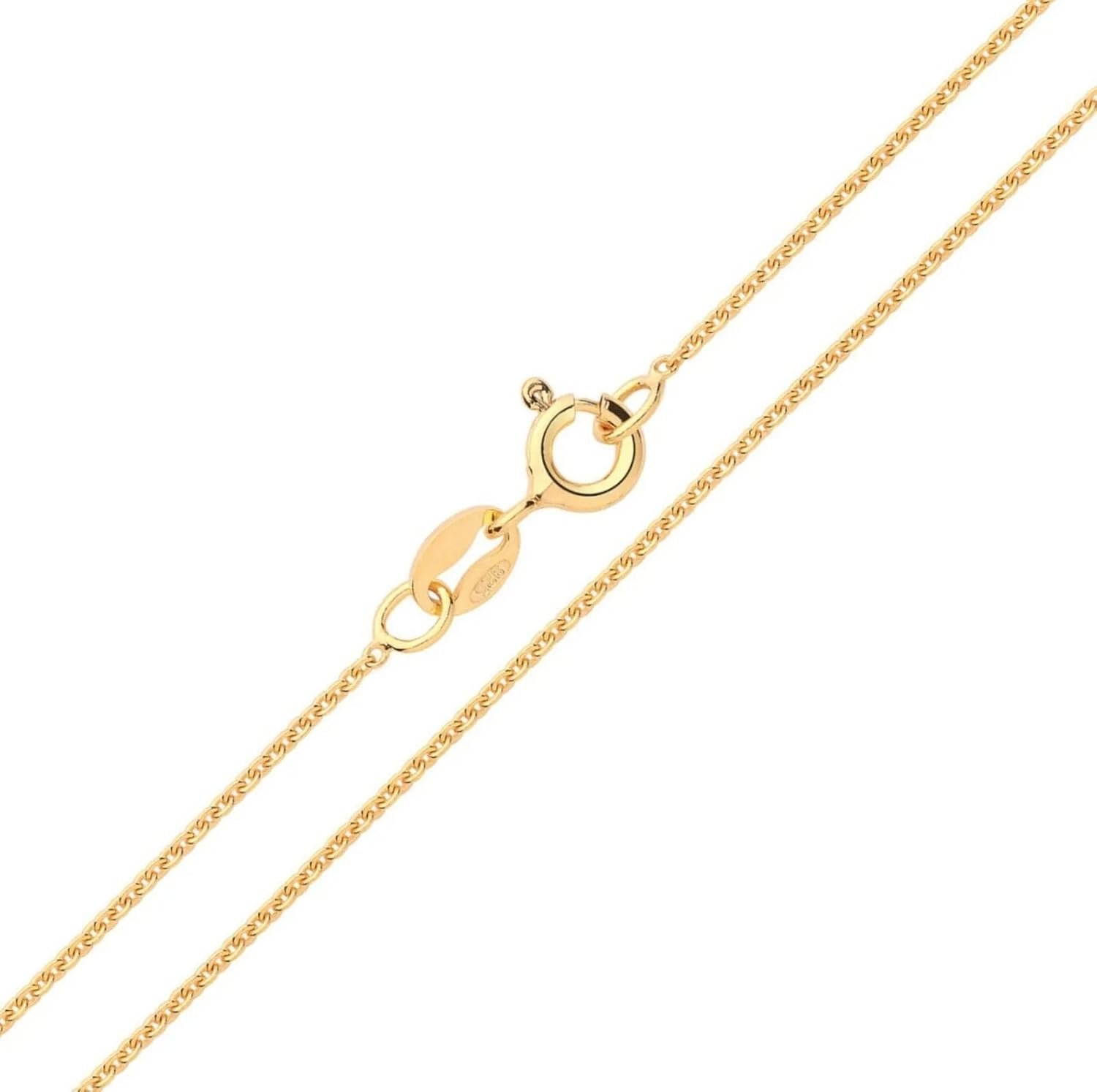 Old English Jewellers 9ct Yellow Gold on Sterling Silver Belcher Chain Necklace - 16" 18" 20" 22" 24" Lengths - 1.1mm Wide – Dainty Necklace for Pendants