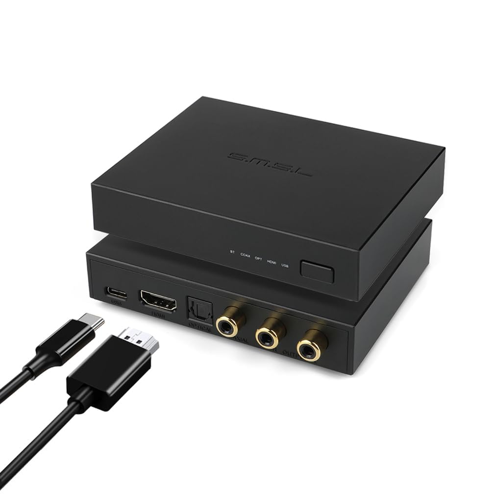 SMSL PS100 Digital to Analog Audio Converter, USB/Optical/Coaxial/HDMI ARC to Stereo L/R RCA Output DDC Digital Toslink SPDIF 192kHz DAC Converter for PS5/HDTV/DVD/Blu-Ray Players/Home Cinema Systems