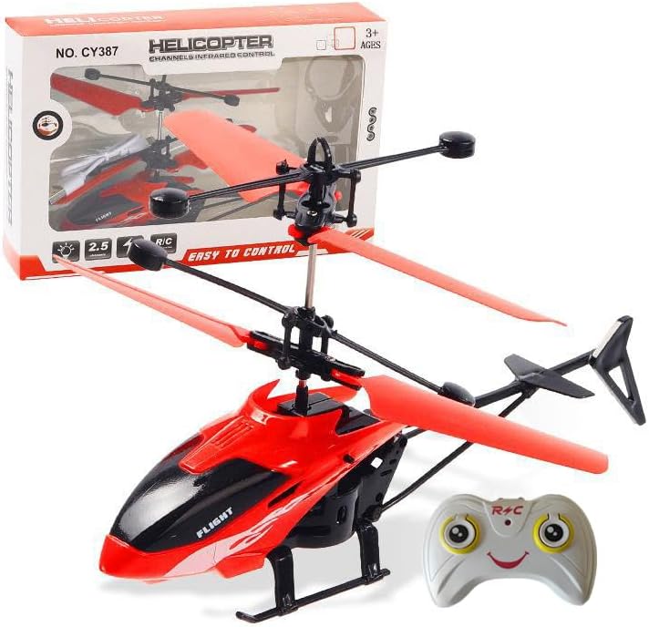 Gesture Sensing Indoor Flying Helicopter Toys, Remote-Controlled Helicopter Children's Toys with LED Lights, Birthday Gifts for Boys and Girls (Red)